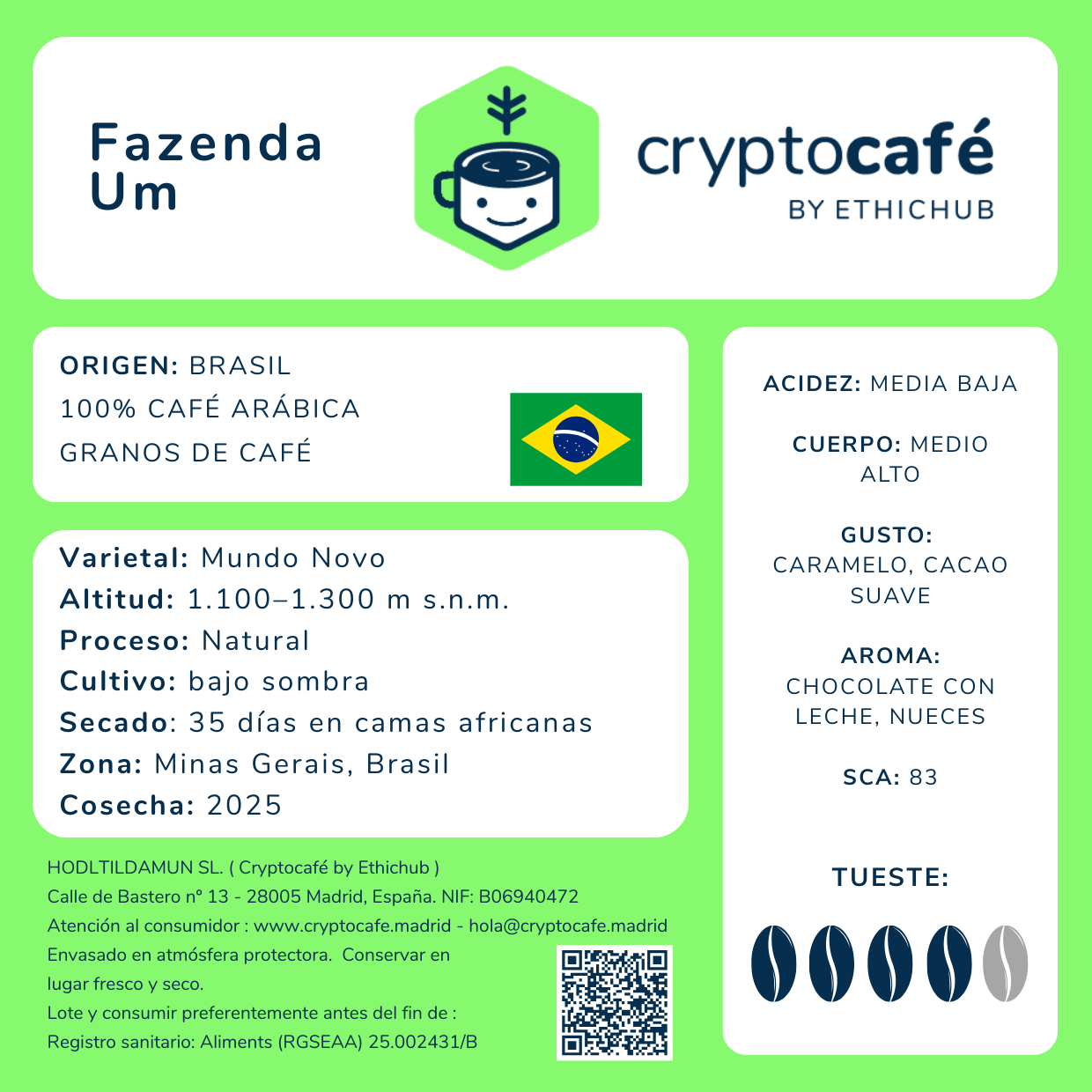 Café de especialidad - Mundo Novo / Fazenda Um (Brasil)