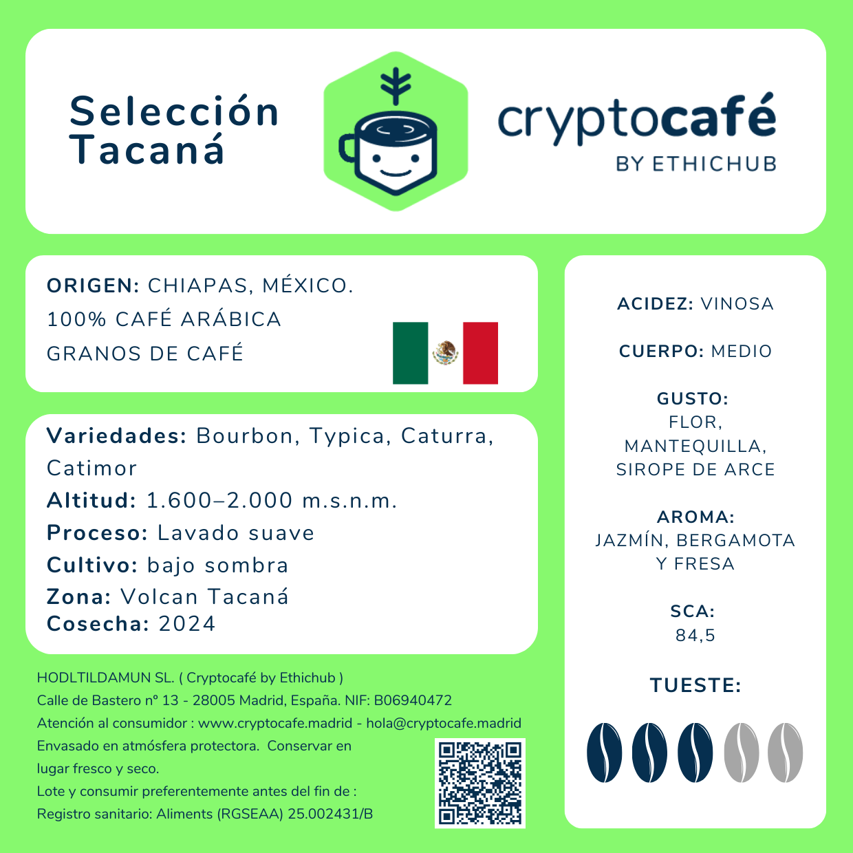 Café de Especialidad "SELECCIÓN TACANÁ" (México)